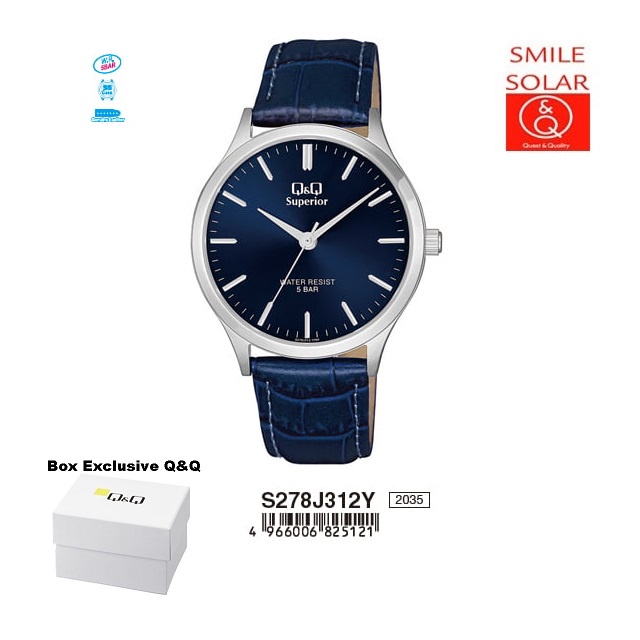 Jam Tangan Pria Stylist Casual Kulit Leather Analog Original Q&amp;Q QnQ QQ S278 S278J Series