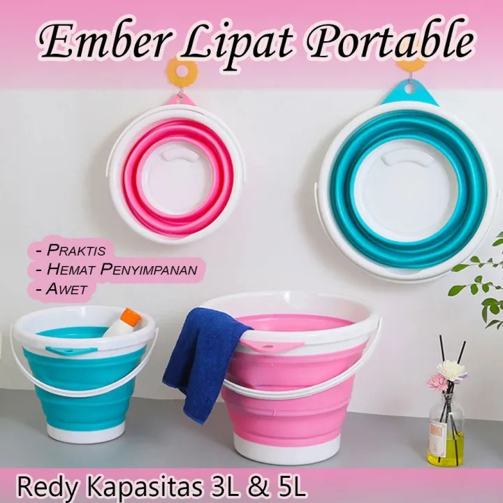 Baskom Ember Lipat Silikon Portable Bucket Camping Mancing - Ember Lipat Foldable Bucket Serbaguna