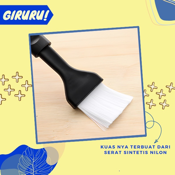 KUAS OLES MAKANAN DAN LAINNYA / PASTRY FOOD GRADE BRUSH / PENGOLES HIASAN MAKANAN / ALAT DAPUR - KUAS MASAK HITAM 2IN1 - KUAS MASAK 2 UKURAN - PASTRY BRUSH SET / KUAS SERBAGUNA KUAS BAKING GRILL BARBERQUE KUAS KUE DLL - 2 PCS SET Bulu Nylon Tahan Panas