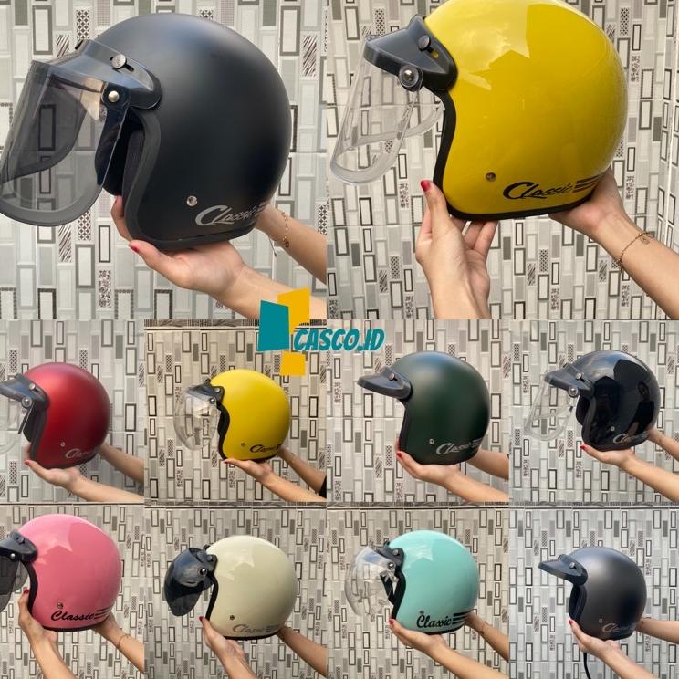 HELM BOGO WANITA SNI GARIS FULL FACE/HELM BOGO WANITA FULL FACE POLOS FREE KACA [SWL.23Fe23a]