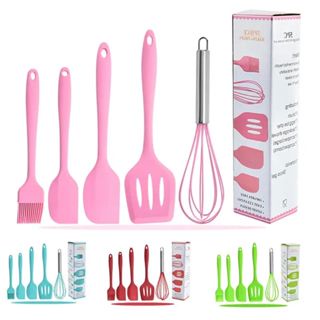 Spatula Set Alat Masak 5 In 1 Sutil Scrap Kocokan Silicone/Silikon