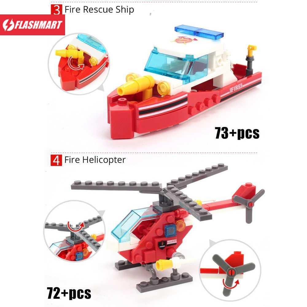 Flashmart Building Blocks Mainan Mobil Fire Fighting 4 Model - KY80512