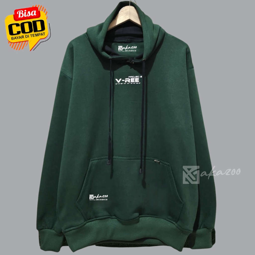 switer distro pria original bandung akazoo warna hijau projec V_ REE tulisan putih sweater oversize wanita korean style hoodie polos jumbo oversize murah hodie cowok distro simple keren  hoodi pria terbaru 2021 umisex m l xl xxl premium akazoo