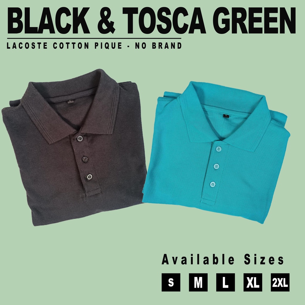 BUBI KAOS KERAH SHIRT BLACK &amp; TOSCA GREEN COTTON PIQUE | M-XXL | WANGKI KERAH LACOSTE TEBAL ADEM MENYERAP KERINGAT