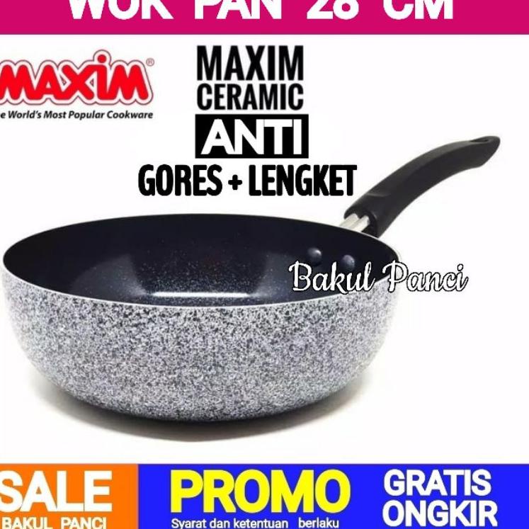 ➱ MAXIM CERAMIC DEEP WOK 28 CM - MAXIM NEOSTONE STIR FRY 28 CM - WOK PAN - TEFLON GRANITE MARBLE ❄