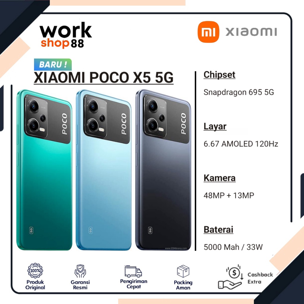 Produk Baru - Hp Xiaomi POCO X5 5G - [8GB + 5GB Extended Up To Ram 13GB] | Rom 256GB - New Original 