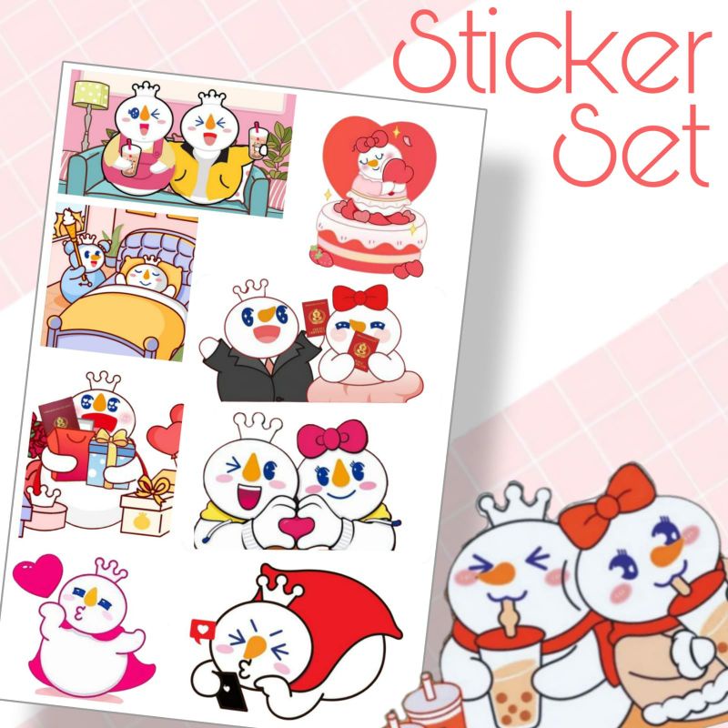 

Stiker Mixue Sticker Set Mascot Mixue Ice Cream Snow Man