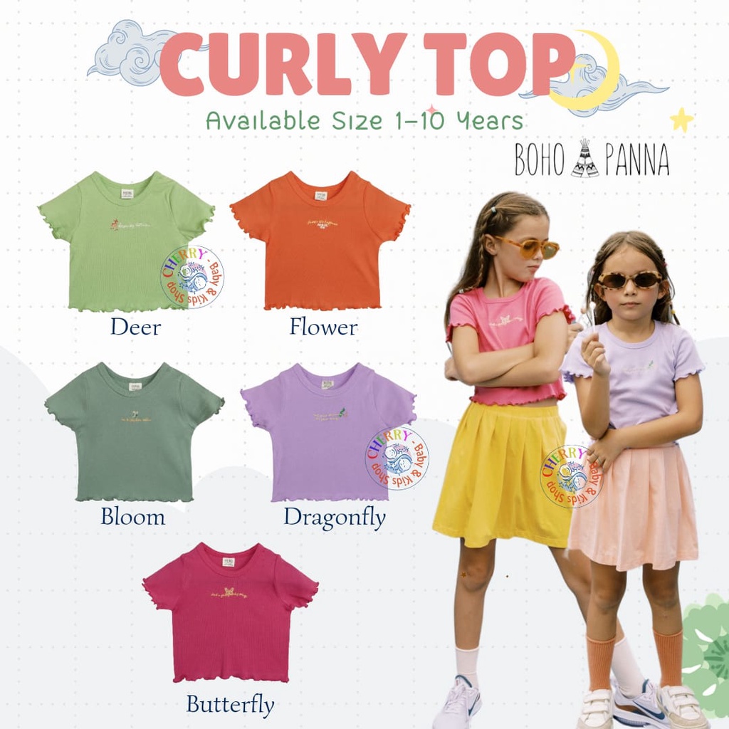 Bohopanna Curly Crop Top 1-10 Tahun Crop Top Fashion Anak Perempuan CBKS