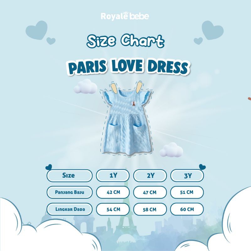 ROYALE BEBE PARIS LOVE DRESS ANAK PEREMPUAN DRESS KANTONG ANAK FASHION BAJU ANAK PEREMPUAN EDISI LEBARAN 1 - 3 TAHUN