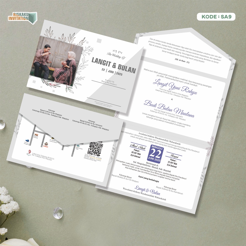 Undangan Pernikahan Simpel Minimalis Model Semi Amplop, Aesthetic, Kekinian