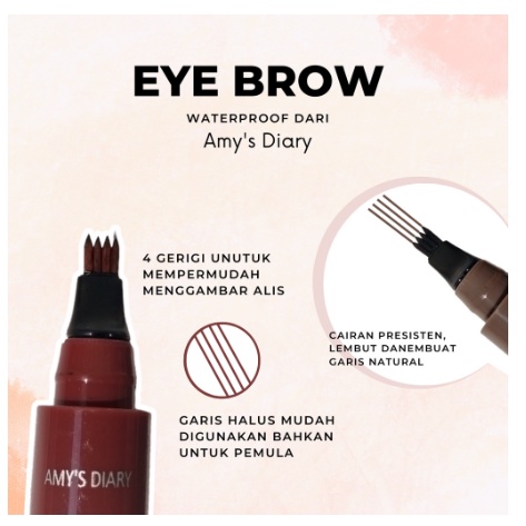 NR Amy's diary my 4tip eyebrow Waterproof /Eyebrow 4D Amys Diary BPOM /Fork Tip Eyebrow pencil alis