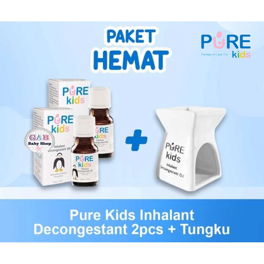 [Isi 2 pcs+Tungku] Purekids Pure Kids Inhalant Decongestant Oil Pure baby Obat Hidung Tersumbat Anak