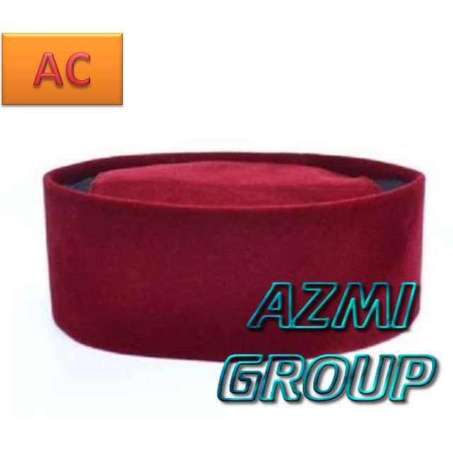 Diskon songkok Syiar Merah / songkok Nasional AC / FULL AC bahan Bludru Peugeon Tebal tinggi 8 cm