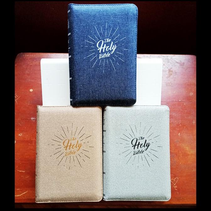 Baru Niv Bible With Zipper Niv52Z - Blue Jean / Brown / Silver