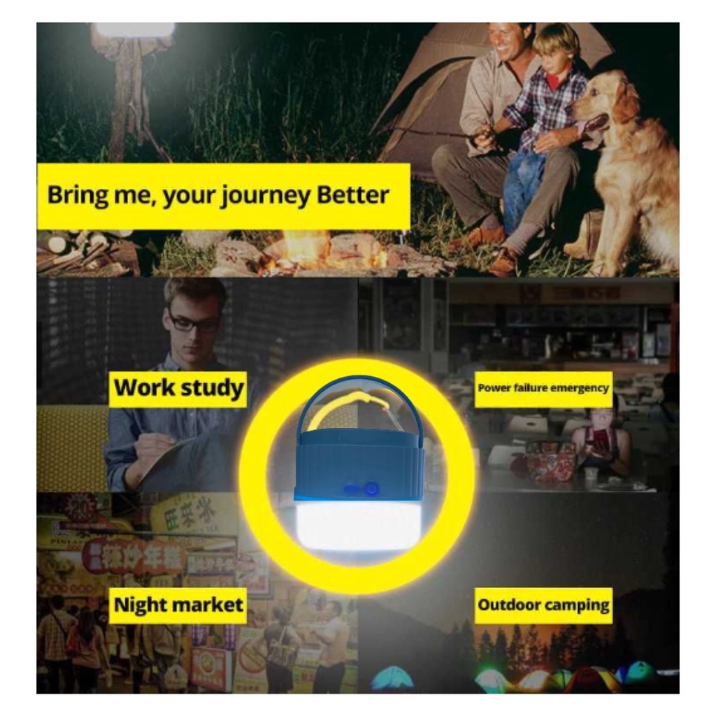 Lampu Emergency Lampu Tenda Camping Gantung LED/LED SOLAR PANEL dan  Pengisian USB 3 Mode Led / LED WARNA PUTIH