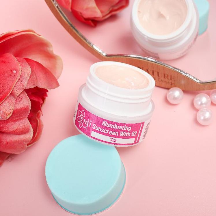 ✭ SUNSCREEN ILUMINATING B3" ENJI SKINCARE/ cream siang membuat glowing anti acne dengan SPF 30  ☚