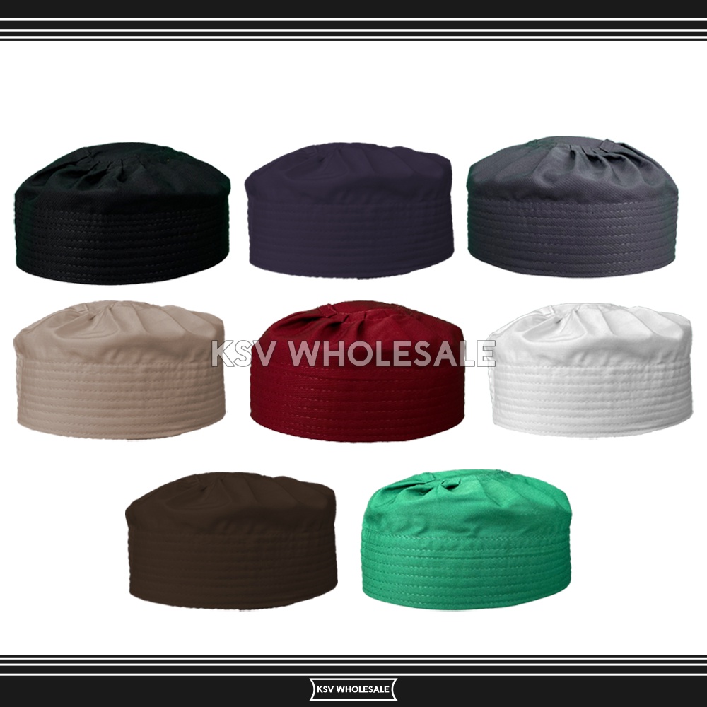 GROSIR (10 Pcs) Peci Kopiah IJAZI Katun Polos Hijau Hitam Putih Abu Maroon Kopiah Sholat Santri Pria