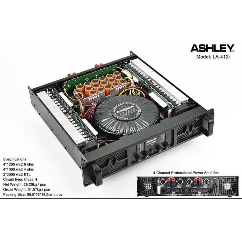 Power Ampli Asley La-412i La412i La 412i 4 Cannel ORIGINAL ASHLEY