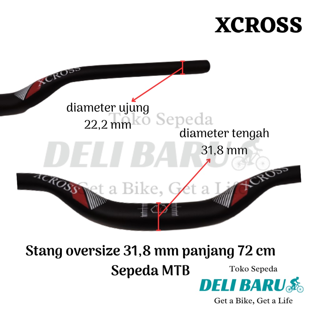 Xcross Stang Oversize 31,8 mm handlebar Alloy panjang 72 cm sepeda MTB