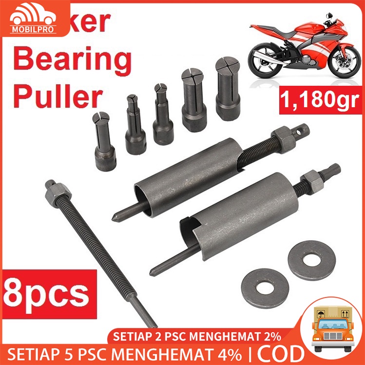 Treker Bearing Puller Set 8 Pcs Treker Bearing Tanam CVT Lepas Pembuka Dalam Laher Tutup Separator Disassembler Laker