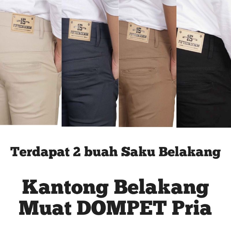 CELANA CHINO Panjang Pria Slimfit KERJAHARIAN Santai Casual Formal Hitam Abu Cream Mocca raf Size 27