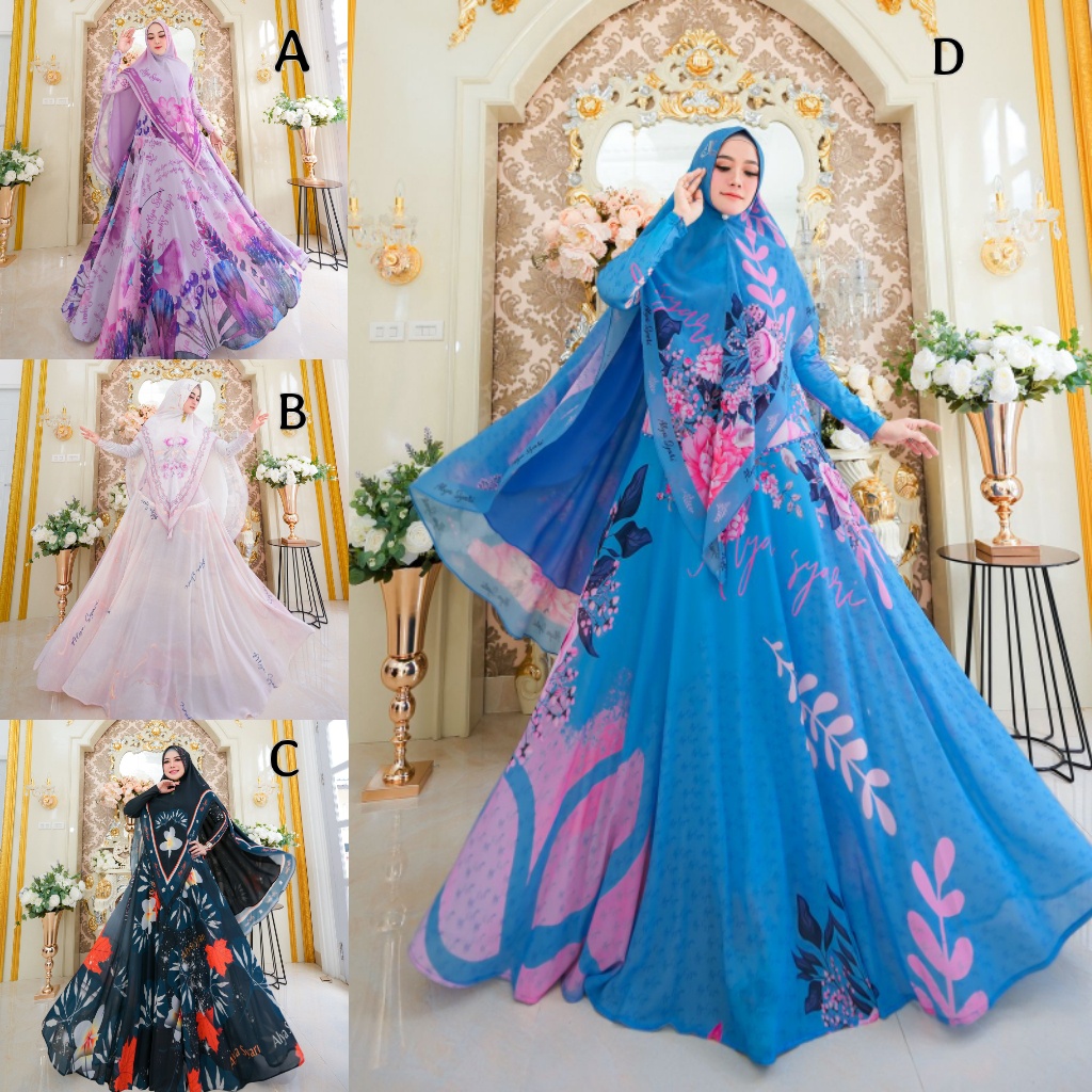ADREENA by Alya (Gamis syari, gamis cerutty printing, gamis set syari, Gamis mewah, gamis printing, 
