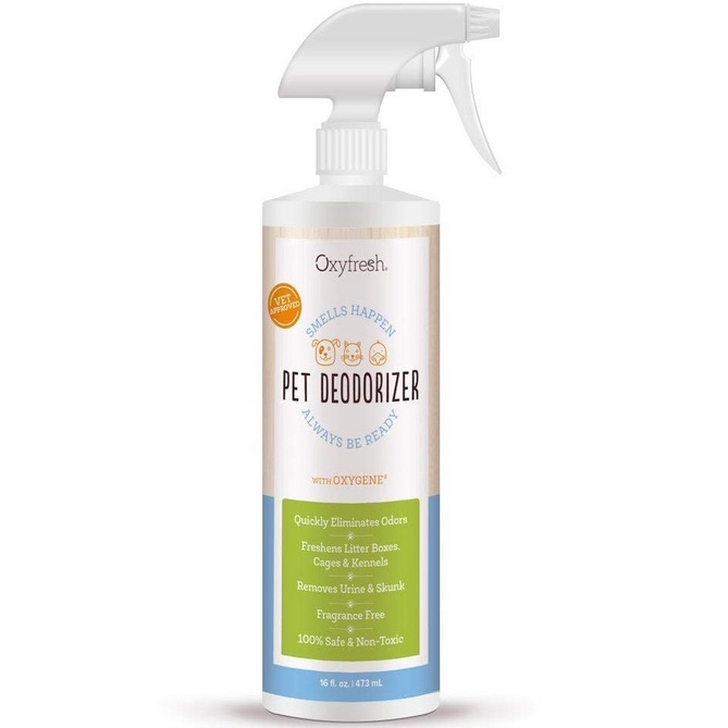 Oxyfresh deodorizing semprot 473ml pembersih litter box kucing