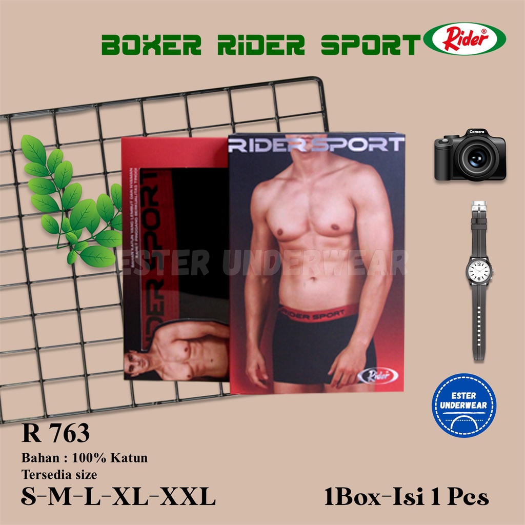 Celana Boxer Pria RIDER SPORT R 763 Isi 1 Pcs