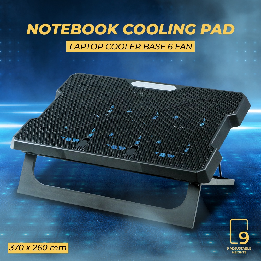 Notebook Cooling Pad Laptop Cooler Base 6 Fan - CR169 - Black