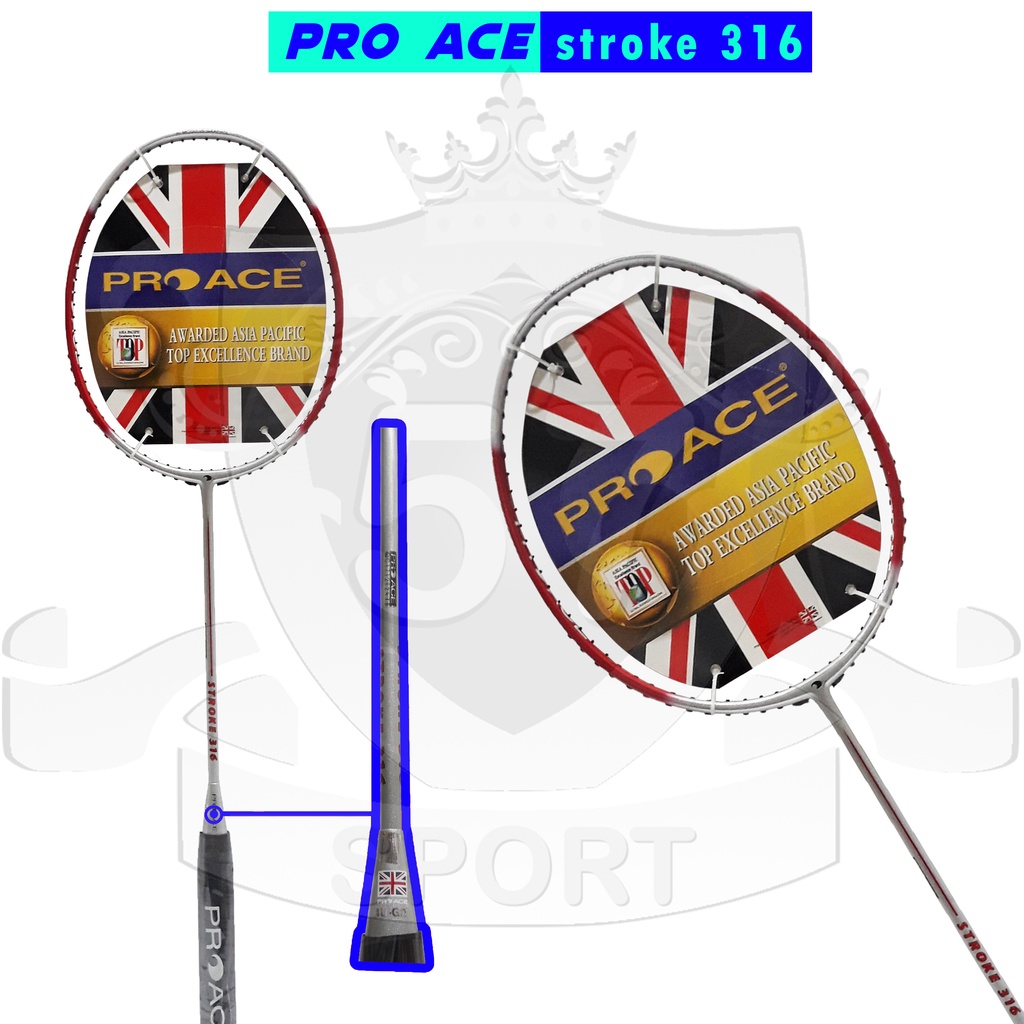 Raket Original Pro Ace Stroke 316 Badminton Bonus Komplit