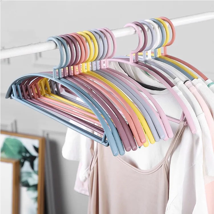 T&amp;Y Hanger Plastik Setengah Lingkaran Gantungan Baju Warna Pastel Lucu Adjustable Hangers Clothes Jemuran Baju Celana Anti Slip Murah Import