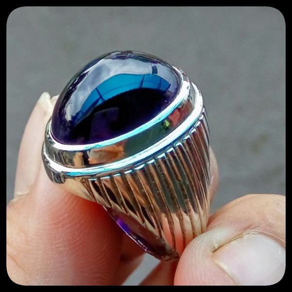 Batu Cincin  BATU AKIK PERMATA NATURAL KECUBUNG AMETHYST PANGKALAN BUN UNGU TUA TERMURAH PGS929
