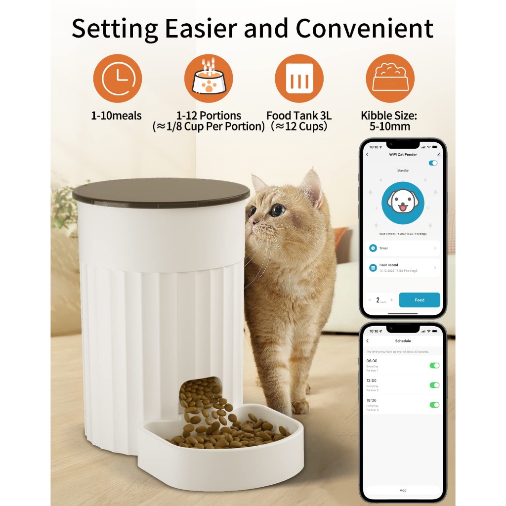 ⚡App+Wifi+Remote Control⚡ Automatic Pet Feeder Dispenser Kontrol Jarak Jauh Smart Pet Feeder Timed Quantification 3 liter Smartlife APP