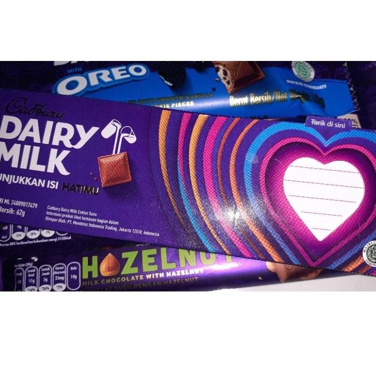 

Yang dinanti Cadbury Dairy Milk ,CashewNut,Hazelnut 62gr, Oreo 60gr