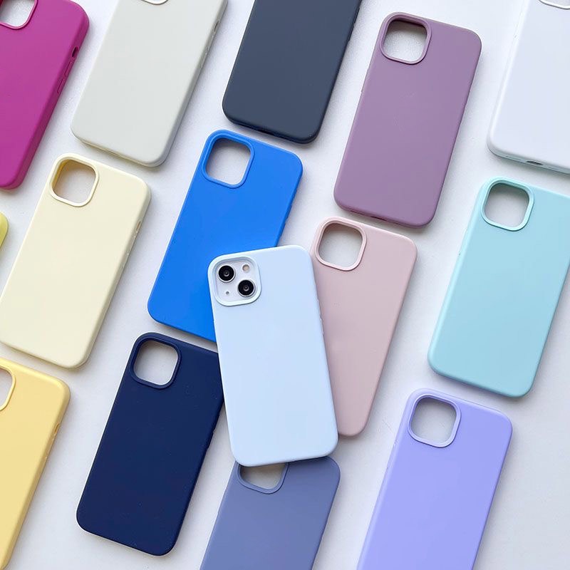 [Logo] Colorful Silicone Case for iPhone 11 12 13 Pro Max Full Cover Protector