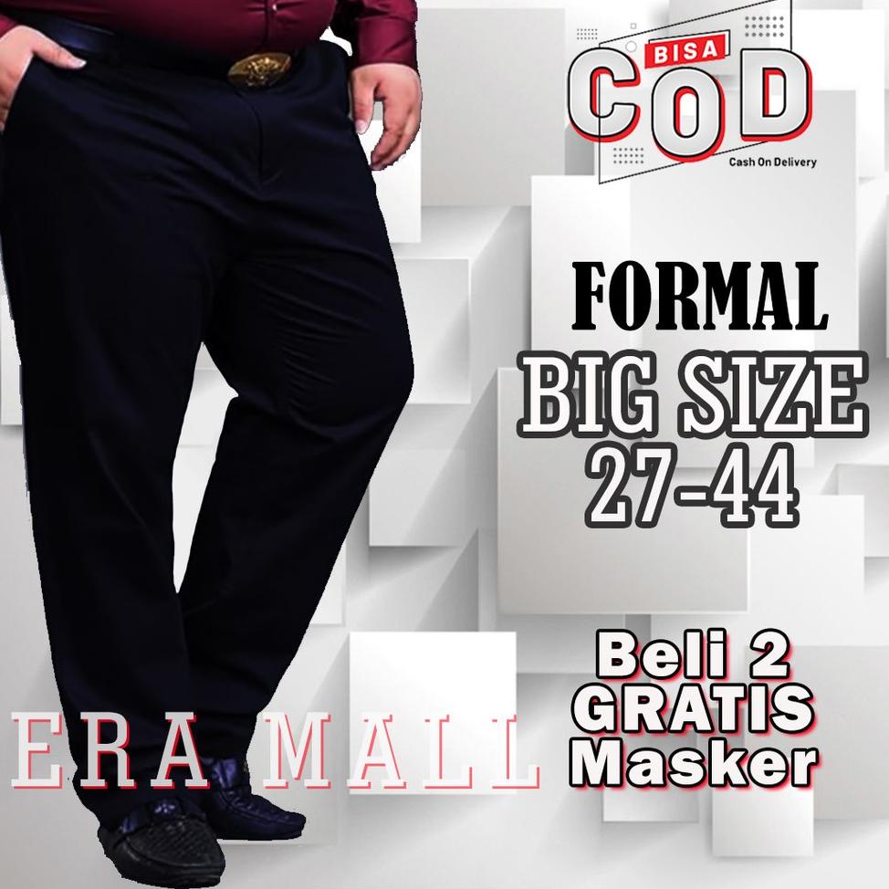 Celana Bahan Pria Jumbo Sepan Dasar Kerja Kantor Laki laki Dewasa Slim fit BSize Hitam RECOMENDED