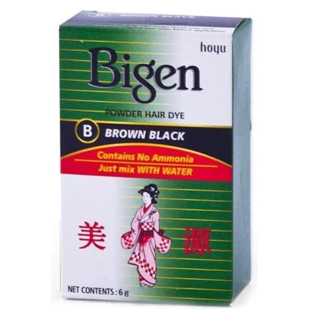 BIGEN POWDER Hair Color 6 Gr Brown Black / Coklat Hitam   [untuk Pewarna Rambut..Semir Rambut]