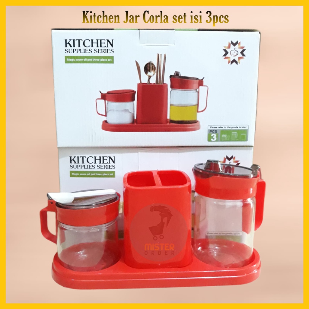 [COD] KITCHEN JAR CORLA SET ISI 3PCS - TEMPAT BUMBU