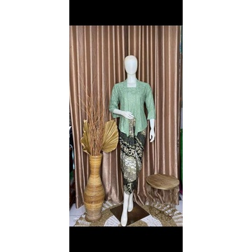 Kebaya Kutu Baru Modern Hitam Hijau Sage Kartini Mix Rok Lilit Batik