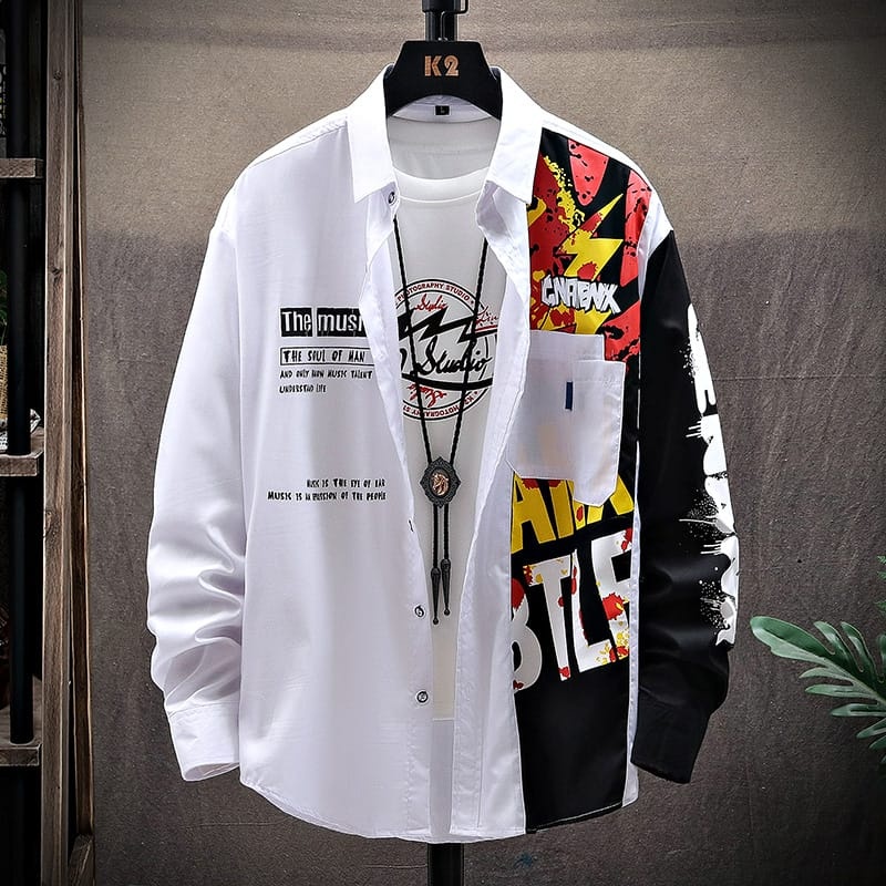 INDOSAN-KEMEJA MUSIC-KEMEJA BAHAN KATUN TOYOBO MOTIF SABLON KEREN-REAL PICT-BISA COD