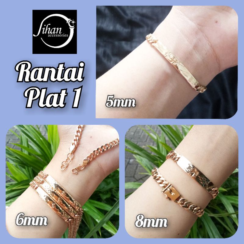 Gelang rantai plat Swasa kuning selamanya (perhiasan aksesoris)