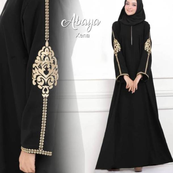 MURAH Abaya Gamis Arab Hitam Bordir Xena couple (Busui)