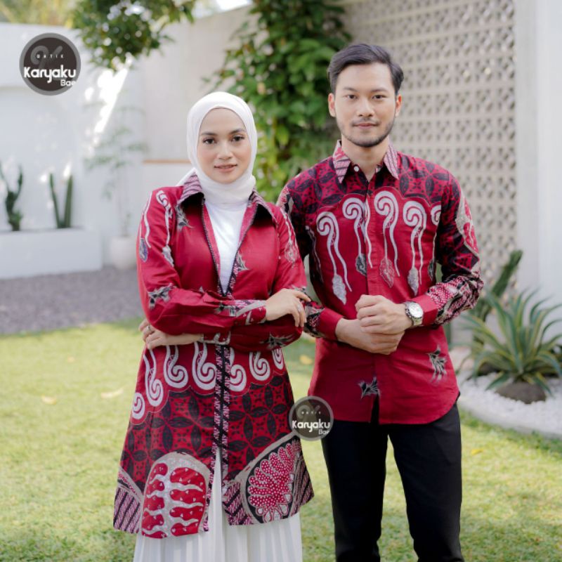 Tunik Batik Couple Modern  S M L XL XXL Set Pakaian Couple Batik Atasan Batik Tunik Prilly