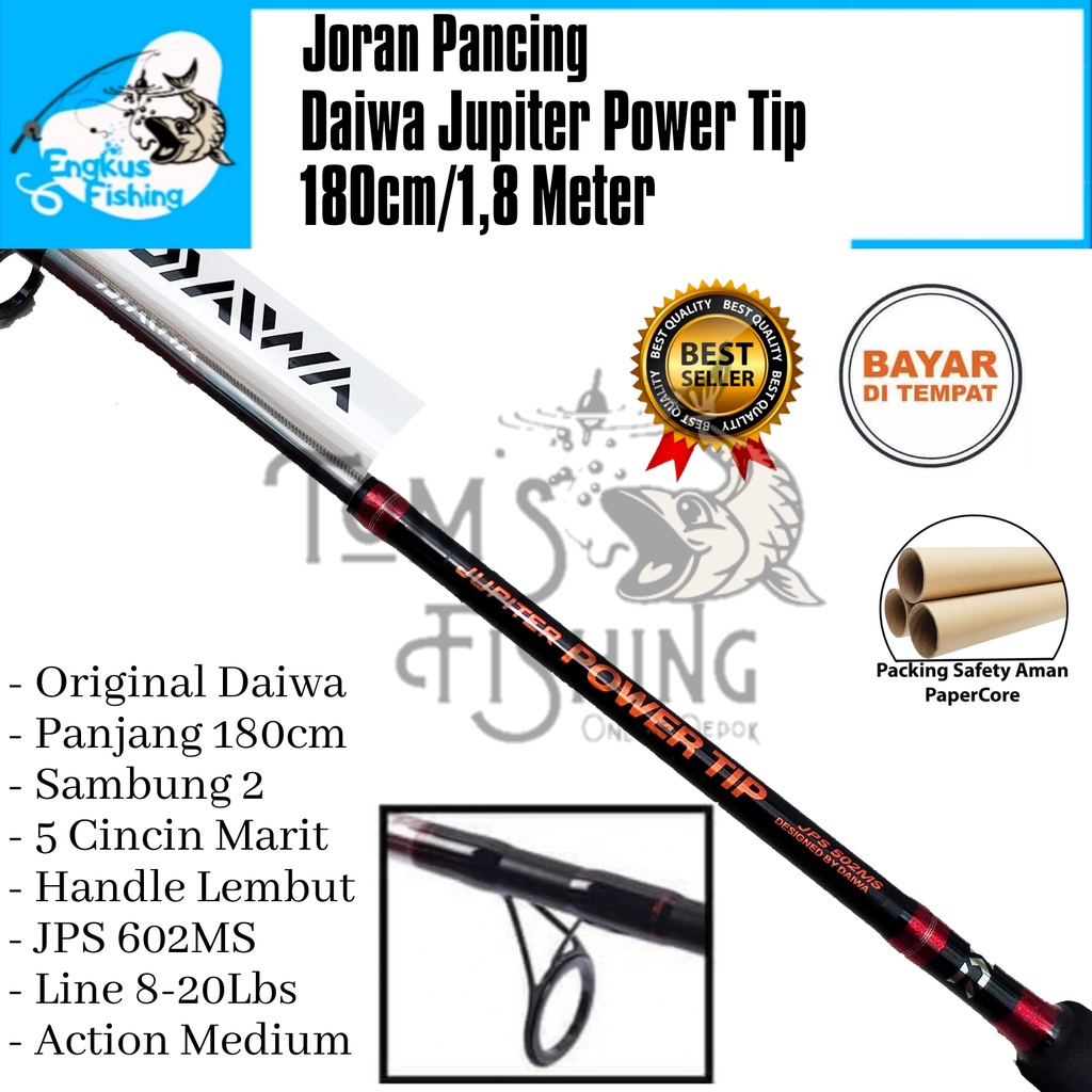 Joran Pancing Daiwa Jupiter Power Tip 602MS 180cm (8-20lb) Carbon Solid Original - Engkus Fishing