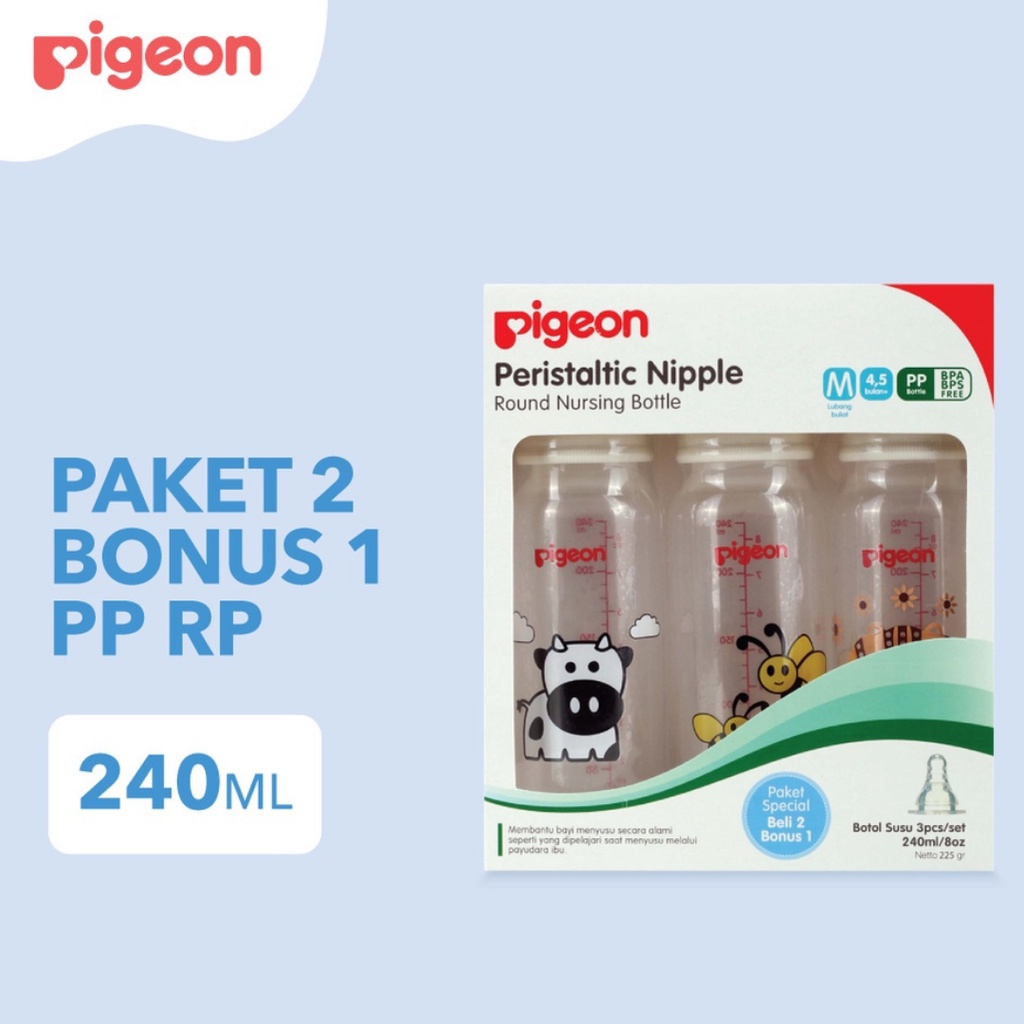 PIGEON Paket PP RP 240Ml | beli 2 bonus 1 | Botol Susu Bayi