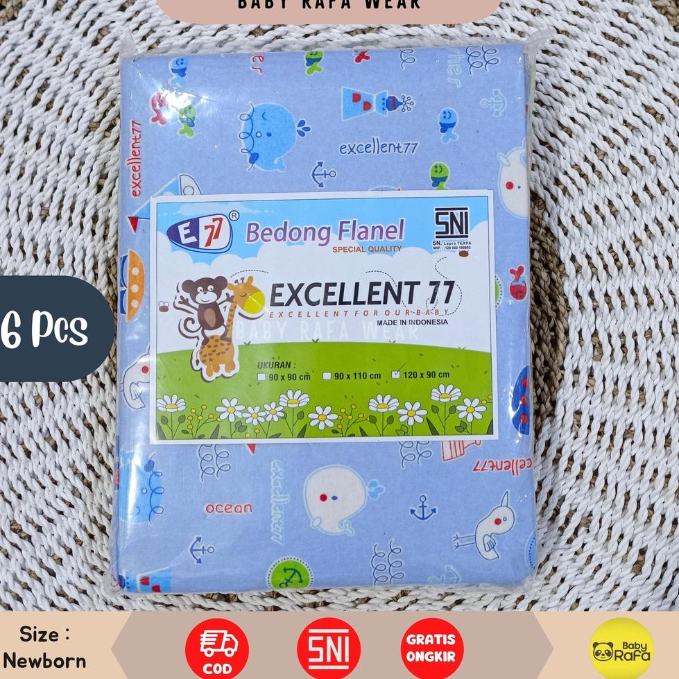 6 pcs Bedong Flanel Jumbo 120 x 90 cm merk SNI EXCELLENT 77 TERBARU