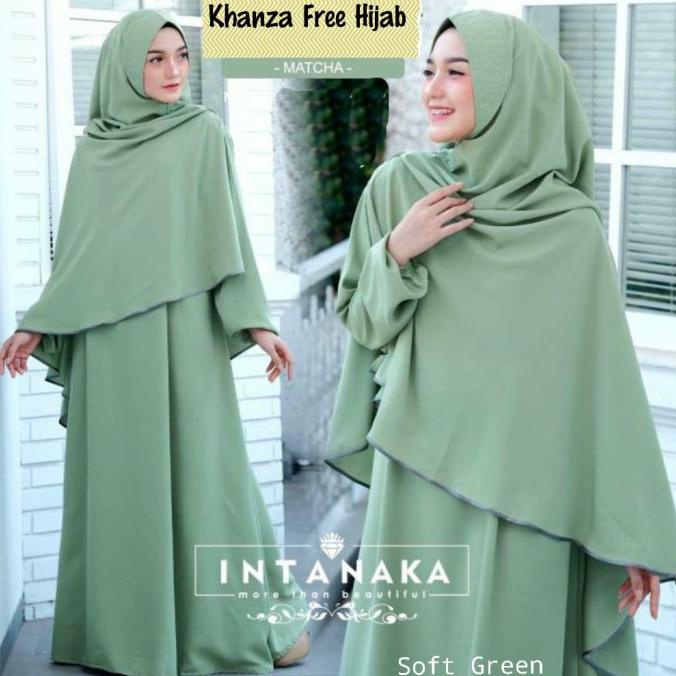 MURAH Gamis Dress Syari Busui Polos XL JUMBO KHANZA Warna HIJAU MUDA MATCHA
