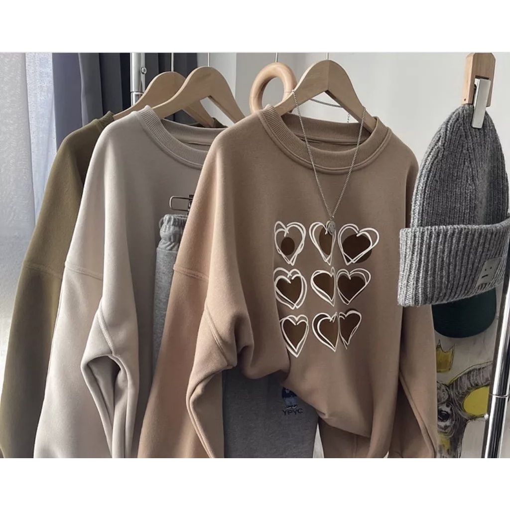 NINE LOVE SWEATER CREWNECK OBLONG - ATASAN BLOUSE WANITA ALA KOREAN FASHION TERKINI