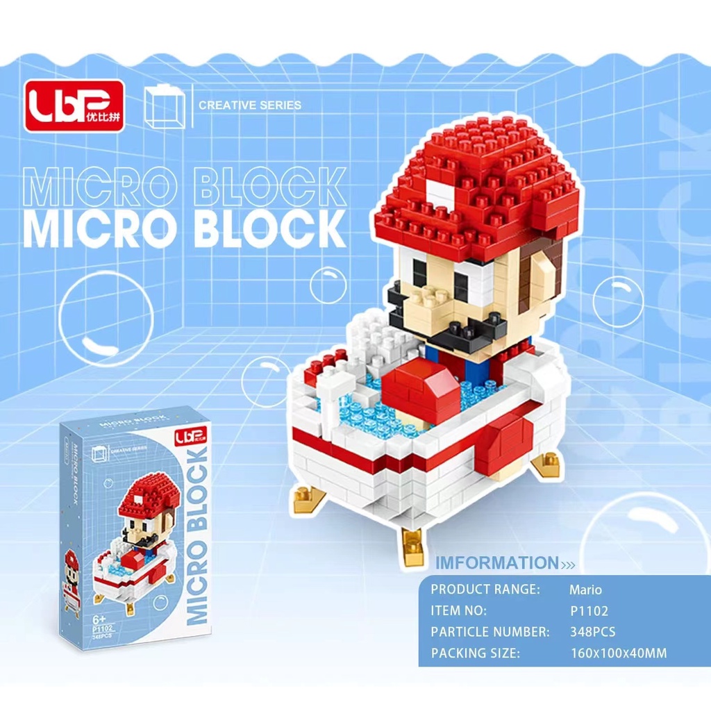 Mainan Balok Susun Nano Block Bathtub Series Doraemon Hello Kitty Mario Purin Lilo Stitch Mickey Melody Stellalou Mainan Anak Nanoblock Balok DIY Bricks