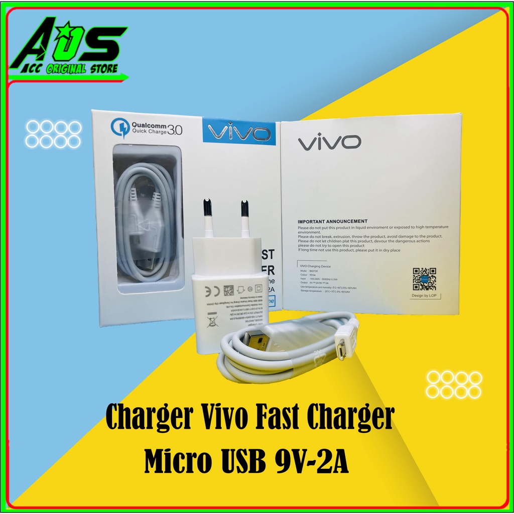 Charger Vivo Y17 ORIGINAL 100% Fast Charging Micro USB